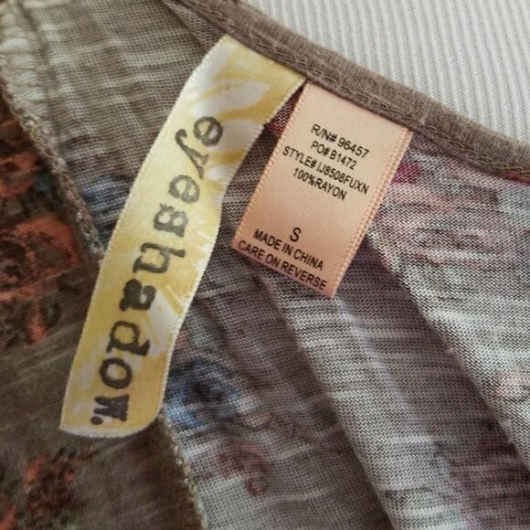 Eyeshadow Floral Zipper Tank Top Tan Size Small - Picture 5 of 7